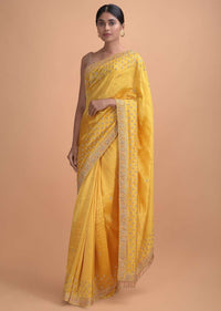 Mellow Yellow Saree In Cotton Silk With Salli Fringes On The Pallu And Buttis Online - Kalki Online