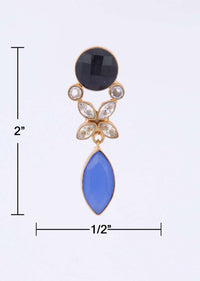 Metal Coated Dangler Earring Adorn With Black And Royal Blue Stone Online - Kalki Fashion