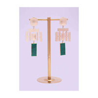 Metal Coated Fancy Party Wear Earring With Emerald Green Stone Online - Kalki Fashion