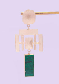 Metal Coated Fancy Party Wear Earring With Emerald Green Stone Online - Kalki Fashion