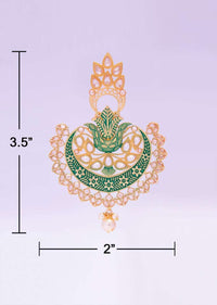 Metal Coated Green Chandbali Earring Adorn With Crystal Beads Online - Kalki Fashion