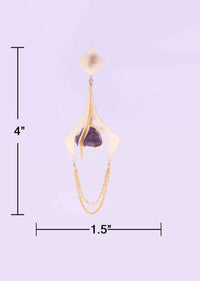Metal Coated Party Earring With Encaged Amethyst Stone Online - Kalki Fashion