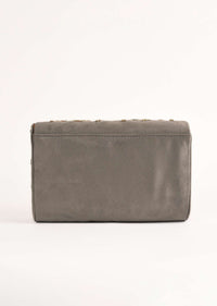 Metal Grey Clutch In Suede With Zardosi Embroidered Floral Motifs Online - Kalki Fashion