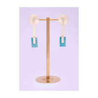 Metallic Dangler Earring With A Geometric Shaped Emerald Green Semi Precious Stones Online - Kalki Fashion