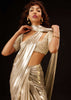 Metallic Gold Pre-Pleated Saree In Lycra With An Embroidered Blouse - DEME X KALKI