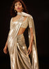 Metallic Gold Pre-Pleated Saree In Lycra With An Embroidered Blouse - DEME X KALKI