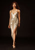 Metallic Champagne Gold Dress In Lycra - DEME X KALKI