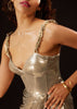 Metallic Champagne Gold Dress In Lycra - DEME X KALKI