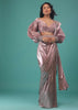 Metallic Mauve Shadow Purple Pre-Pleated Saree In Lycra