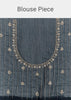 Midnight Blue Crushed Tissue Saree With Scallop Embroidered Border