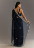 Midnight Blue Crushed Tissue Saree With Scallop Embroidered Border