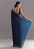 Midnight Blue Crushed Tissue Saree With Stones Cutdana Embroidered Scallop Border