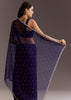 Midnight Blue Glass Tissue Saree With Cutdana And Sequins Scallop Border