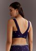 Midnight Blue Glass Tissue Saree With Cutdana And Sequins Scallop Border