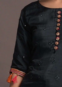 Midnight Blue Mirror Embroidered Sharara Suit With Zari And Thread Work
