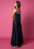 Midnight Blue Top And Paneled Sharara Pants With Thread Embroidery And Tassel Detailing