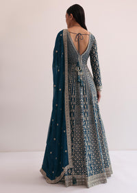 Midnight Blue Embroidered Anarkali Set