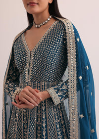 Midnight Blue Embroidered Anarkali Set