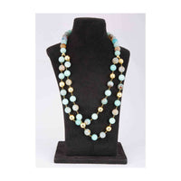 Mint blue double layer round beaded necklace only on Kalki