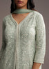 Mint Blue Georgette Palazzo Suit With Sequins And Resham Work