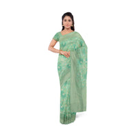 Mint green banarasi saree with matching blouse piece only on Kalki