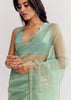 Mint Green Glass Tissue Saree With Cutdana And Sequins Embroidery