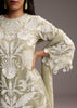 Mint Green Organza Kurta Set With Thread And Moti Work