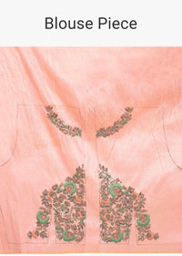 Mint green organza saree in floral embroidery and butti only on kalki