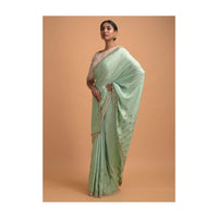 Mint Green Saree In Silk With Gotta Patch Embroidered Buttis And Border Online - Kalki Fashion