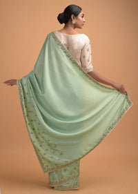 Mint Green Saree In Silk With Gotta Patch Embroidered Buttis And Border Online - Kalki Fashion