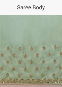 Mint Green Saree In Silk With Gotta Patch Embroidered Buttis And Border Online - Kalki Fashion