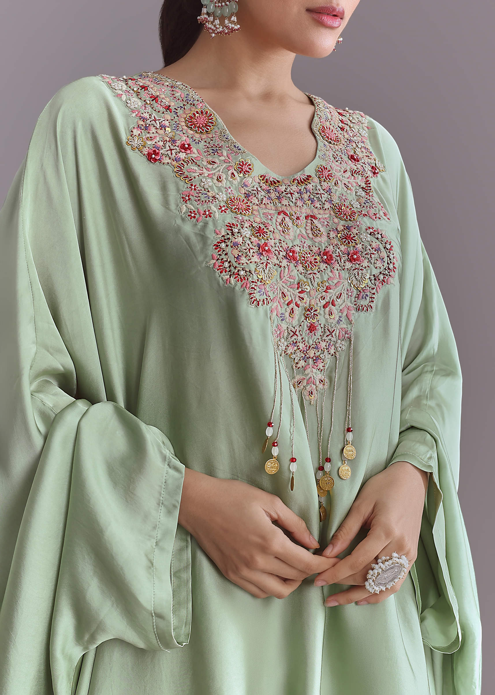 春　uryya Silk Kaftan Tops Mint 新品未使用ユライヤ mint-green-silk-kaftan-top-and