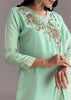 Mint Green Silk Kurta Sharara Set With Gotta Work