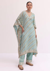 Mint Blue Chanderi Kaftan Kurta Pant
