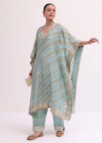 Mint Blue Chanderi Kaftan Kurta Pant