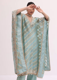 Mint Blue Chanderi Kaftan Kurta Pant