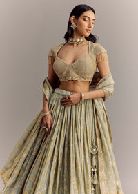 Mint Blue Embroidered Lehenga Set