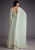 Mint Blue Lucknowi work Anarkali With Matching Dupatta