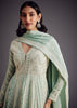 Mint Blue Lucknowi work Anarkali With Matching Dupatta