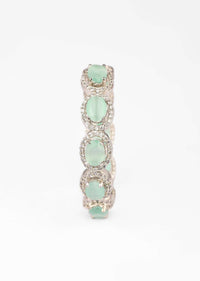 Mint Green Stone Studded Hoop Earrings With Swarovski Accents
