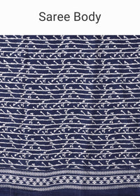 Mood Indigo Blue Batic Printed Crepe Saree