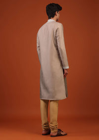 Tan Brown Gota Embroidered Silk Kurta Set