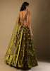 Moss Green Lehenga Choli With Multi Colored Hand Embroidered Floral Buttis