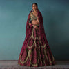 Moss Green Velvet Bridal Lehenga Set With Heavy Embroidery