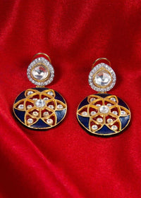 Moti And Pearl Studded Earring With Floral Cut Work Online - Kalki Fashion