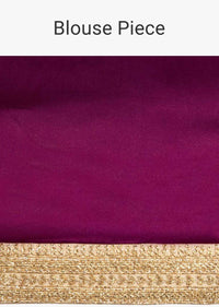 Mulberry purple satin saree with but and heavy embroidered border only on kalki