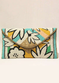 Multi Color Envelope Clutch With Hand Embroidered Cut Dana Work In Floral Motifs Online - Kalki Fashion