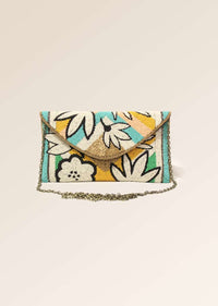 Multi Color Envelope Clutch With Hand Embroidered Cut Dana Work In Floral Motifs Online - Kalki Fashion
