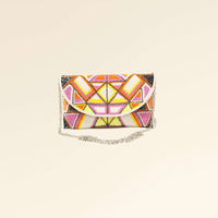 Multi Color Envelope Clutch With Hand Embroidered Cut Dana Work In Geometric Motifs Online - Kalki Fashion