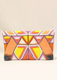 Multi Color Envelope Clutch With Hand Embroidered Cut Dana Work In Geometric Motifs Online - Kalki Fashion